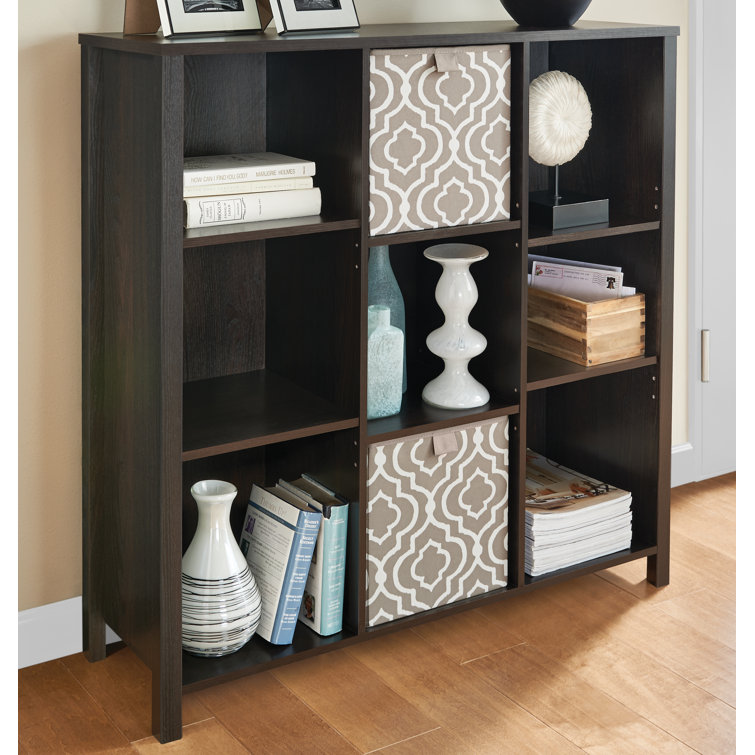 Adjustable Black Walnut 9-Cube Organizer with Doors