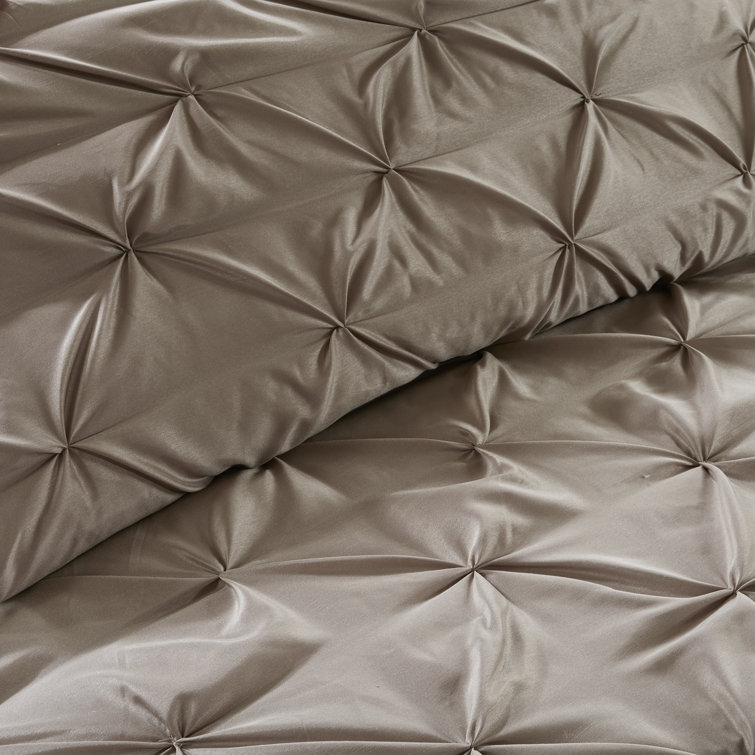 Taupe Queen Microfiber 24-Piece Bedding Set with Tufted Details