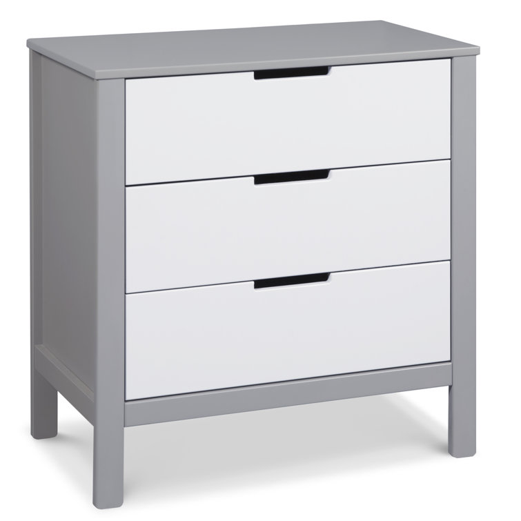 Colby Streamlined 3-Drawer Nursery Dresser in Gray and White
