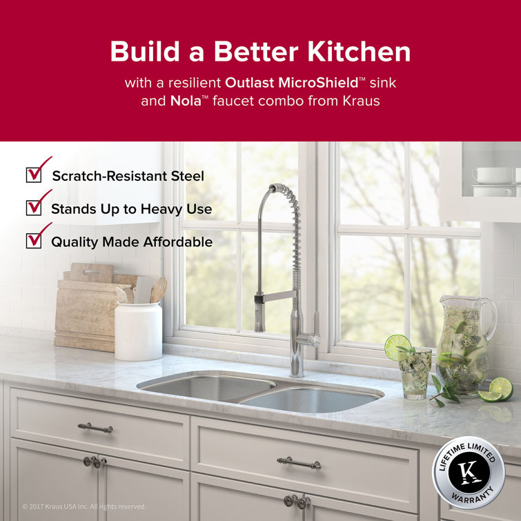 32'' Stainless Steel Undermount Double Bowl Kitchen Sink