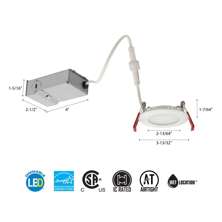 Wafer-Thin 3" Matte White LED Recessed Downlight Kit