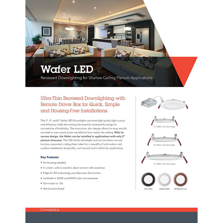 Wafer-Thin 3" Matte White LED Recessed Downlight Kit