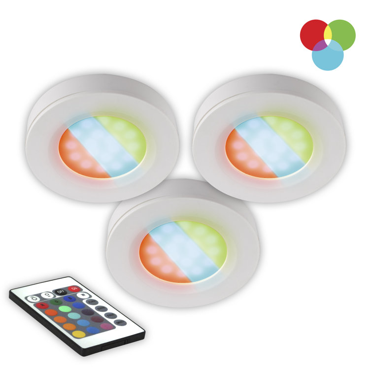 Adjustable RGB LED Under Cabinet Puck Lights with Remote