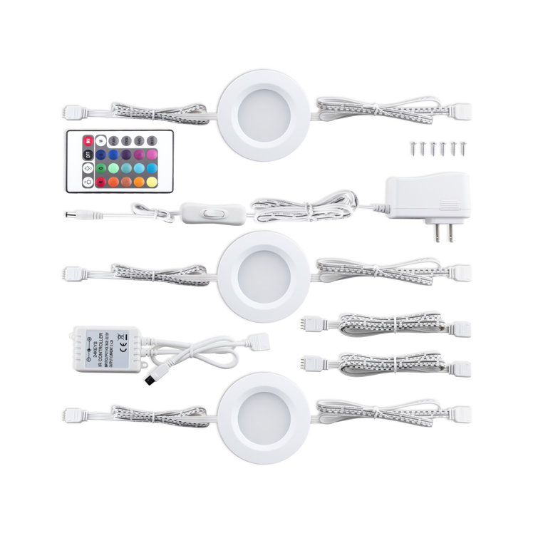 Adjustable RGB LED Under Cabinet Puck Lights with Remote