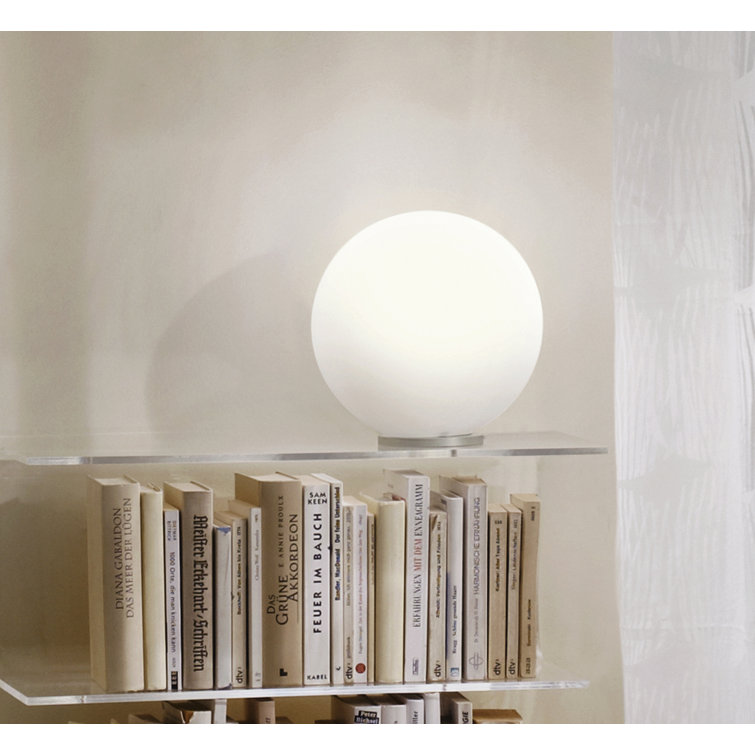 Eglo Rondo 8-Inch Silver Globe Table Lamp with Frosted Opal Shade