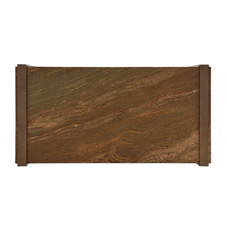 Zavala 54'' Brown Wood and Metal Coffee Table with Marble Top