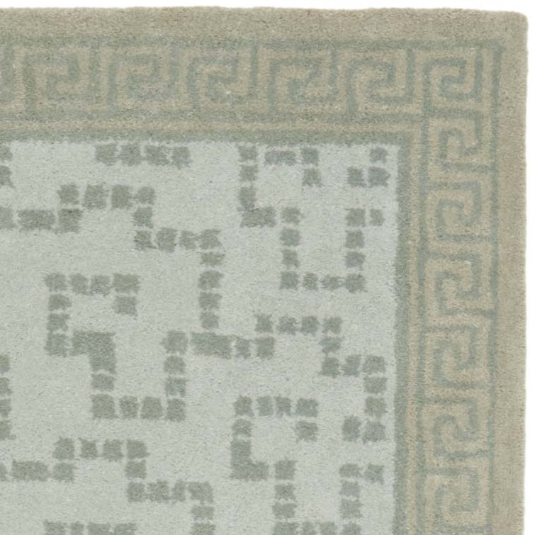 Rainwater Blue Hand-Tufted Wool Geometric Runner Rug