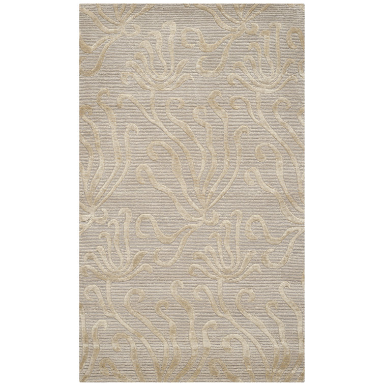 Seaflora Hand-Knotted Wool Silk Blend Geometric Rug 8'6" x 11'6"