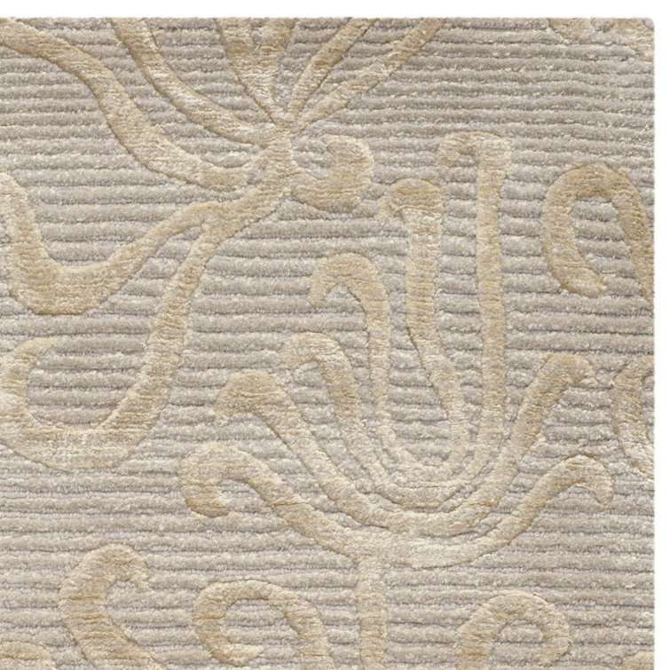 Seaflora Hand-Knotted Wool Silk Blend Geometric Rug 8'6" x 11'6"