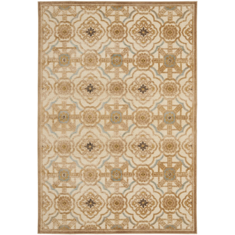 Imperial Palace Beige Wool and Viscose Rectangular Rug
