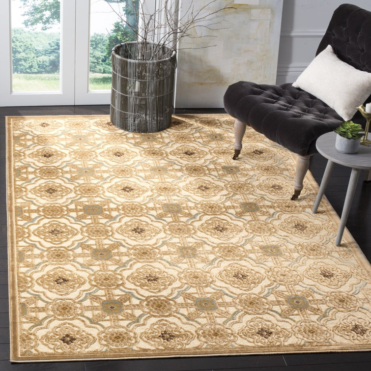 Imperial Palace Beige Wool and Viscose Rectangular Rug