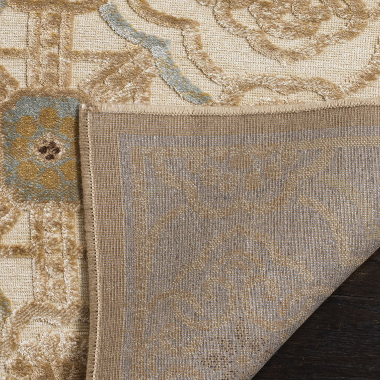 Imperial Palace Beige Wool and Viscose Rectangular Rug
