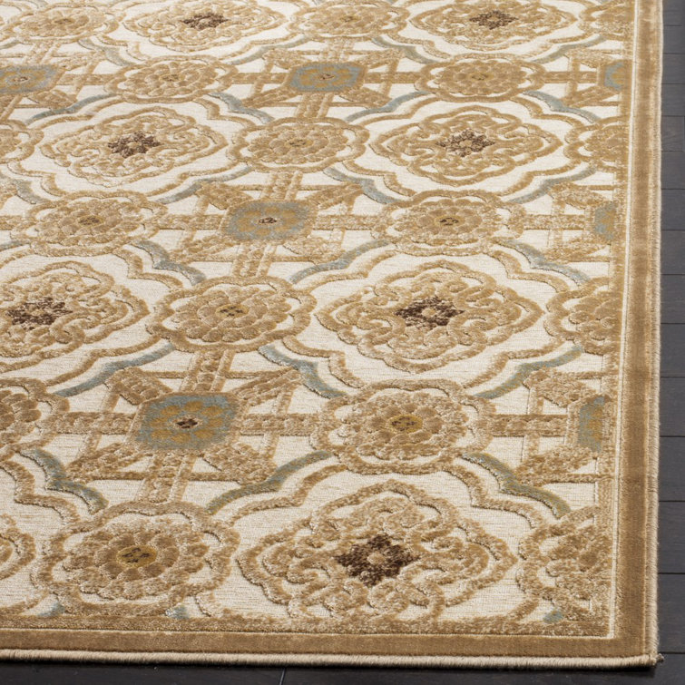 Imperial Palace Beige Wool and Viscose Rectangular Rug