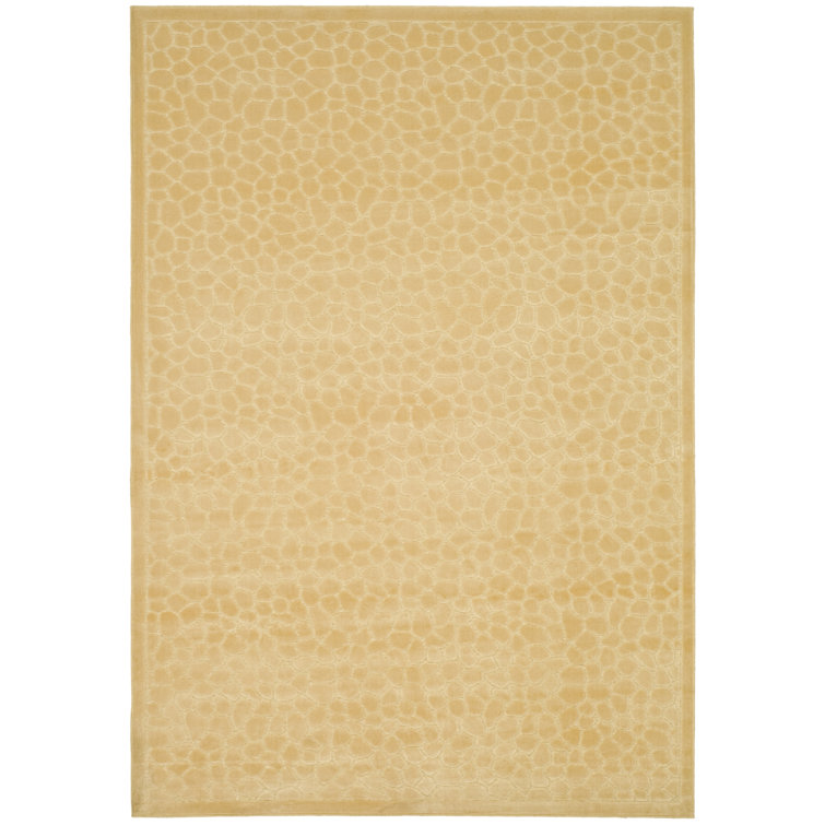 Creme Geometric Tufted Viscose Chenille Area Rug 5'3" x 7'6"