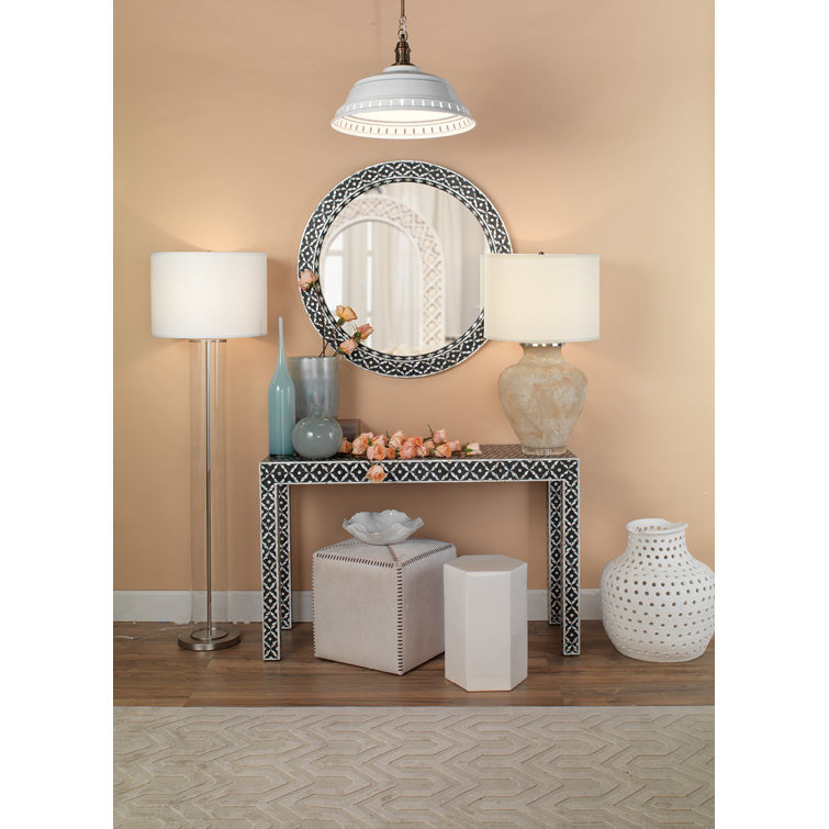 Hexagon Porto Drum Side Table in Taupe Ceramic