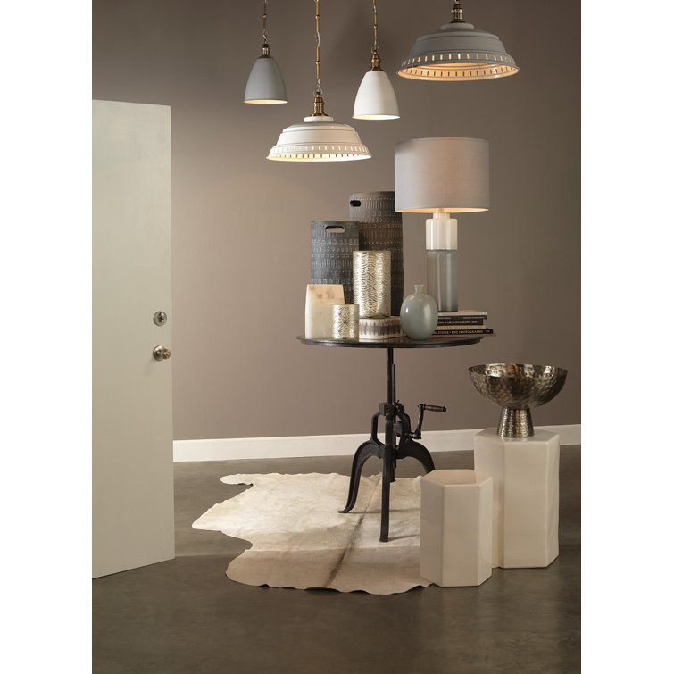 Hexagon Porto Drum Side Table in Taupe Ceramic