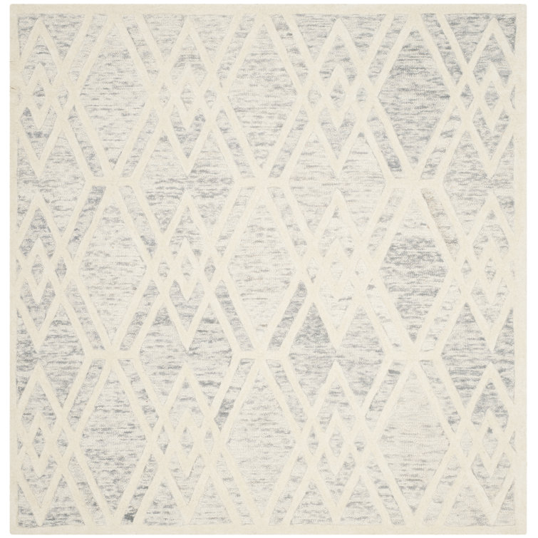 Hand-Tufted Off-White Wool 6' Square Area Rug