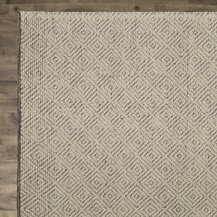 Ivory and Light Grey Hand-Tufted Wool Square Rug