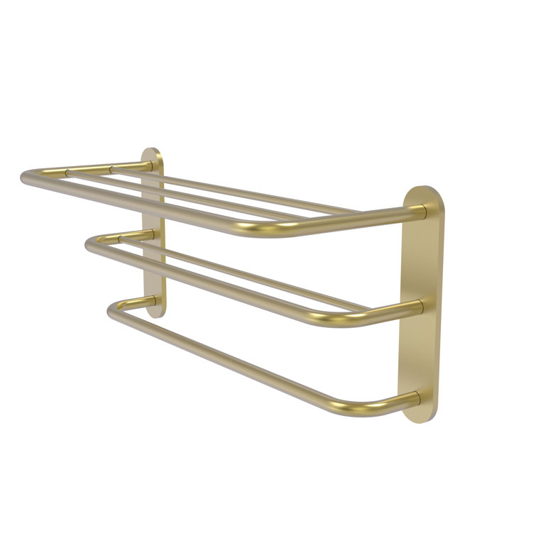 Satin Brass Wall Mounted Three Tier Towel Shelf
