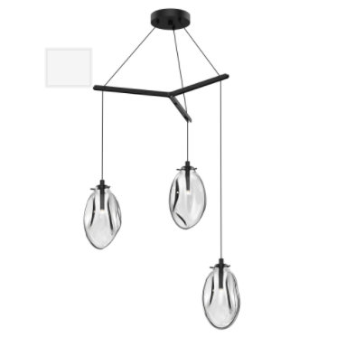 Elysian 27'' Satin Black LED Cluster Pendant with Clear Glass