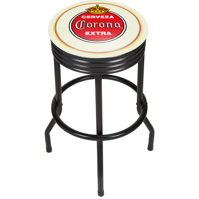 Corona Black Metal Swivel Backless Bar Stool