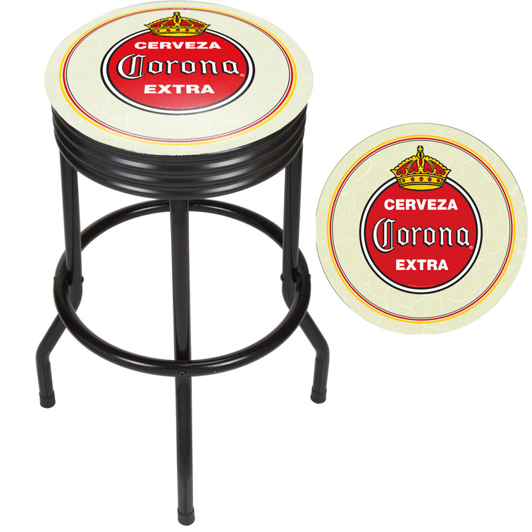 Corona Black Metal Swivel Backless Bar Stool