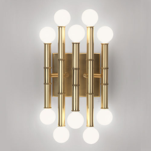 Meurice 12" Dimmable Brass Wall Sconce with Bamboo Detailing