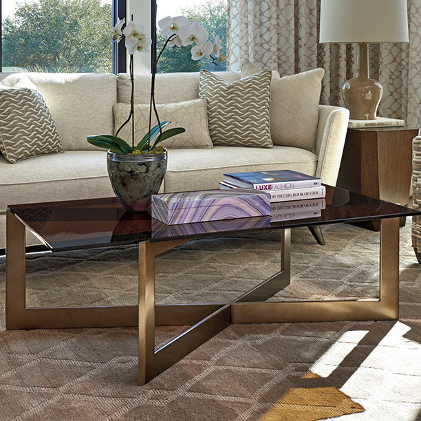 Zavala Transitional Bronze Finish 53'' Rectangular Cocktail Table