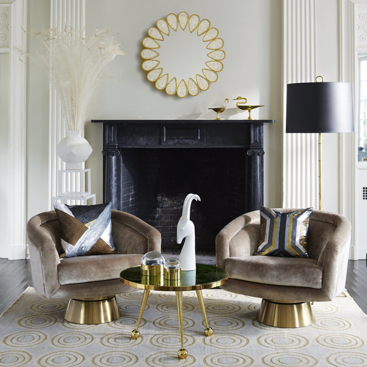 Como Champagne Velvet Swivel Barrel Chair