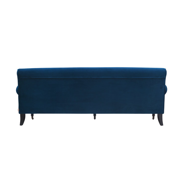 Alana Navy Blue Velvet Lawson Sofa with Removable Cushions