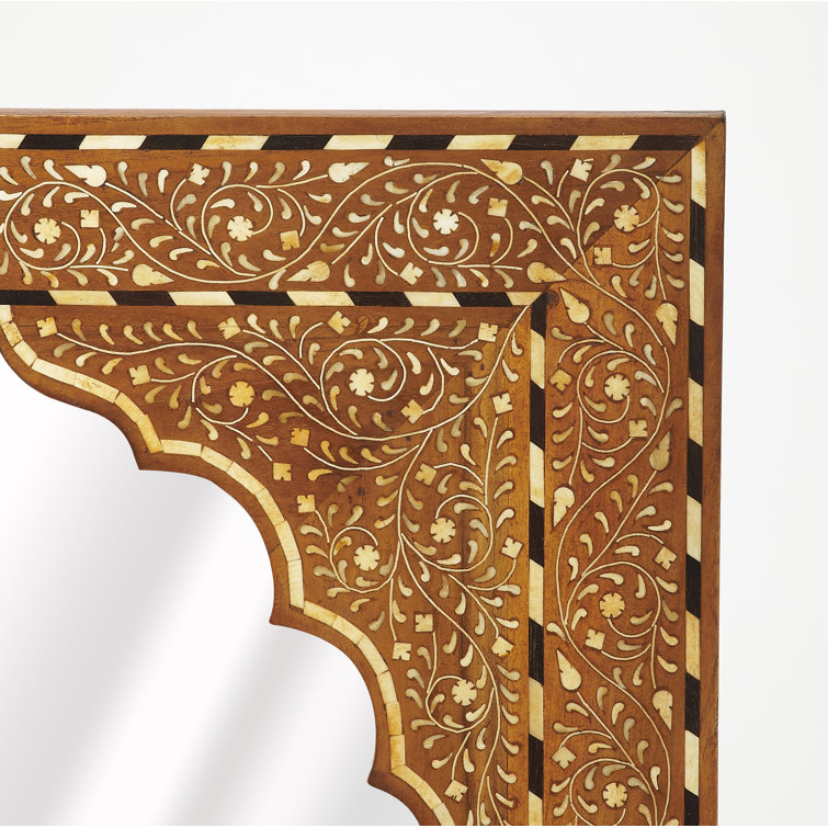 Chevrier 36" Wood and Bone Inlay Wall Mirror