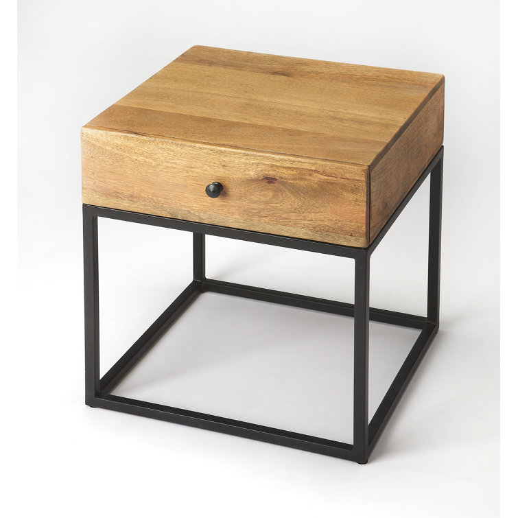 Brixton Industrial Mango Wood & Iron Rectangular End Table with Storage