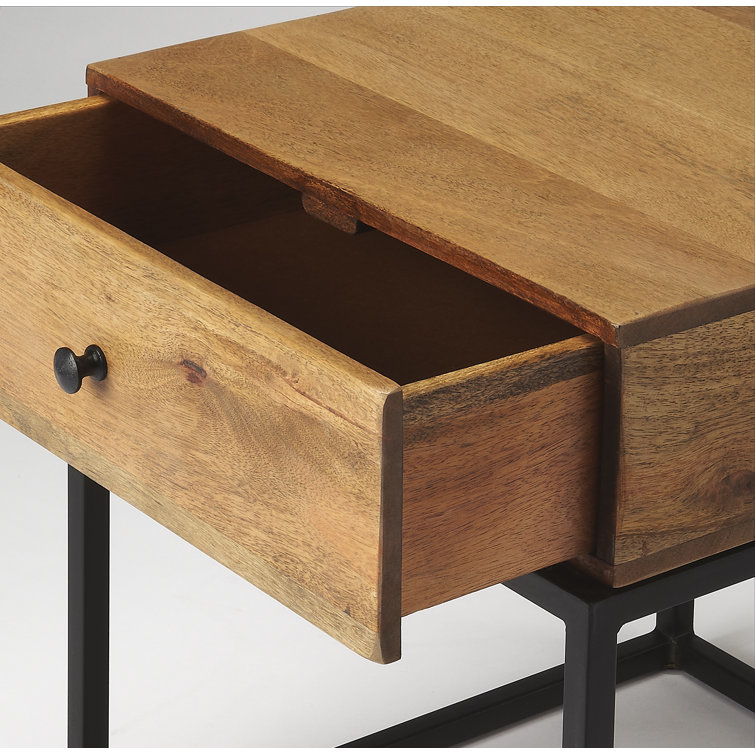 Brixton Industrial Mango Wood & Iron Rectangular End Table with Storage