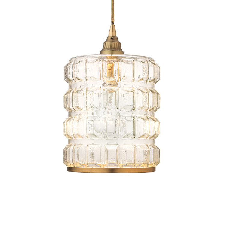 Mini Kenosha Antique Brass 1-Light Pendant with Clear Glass