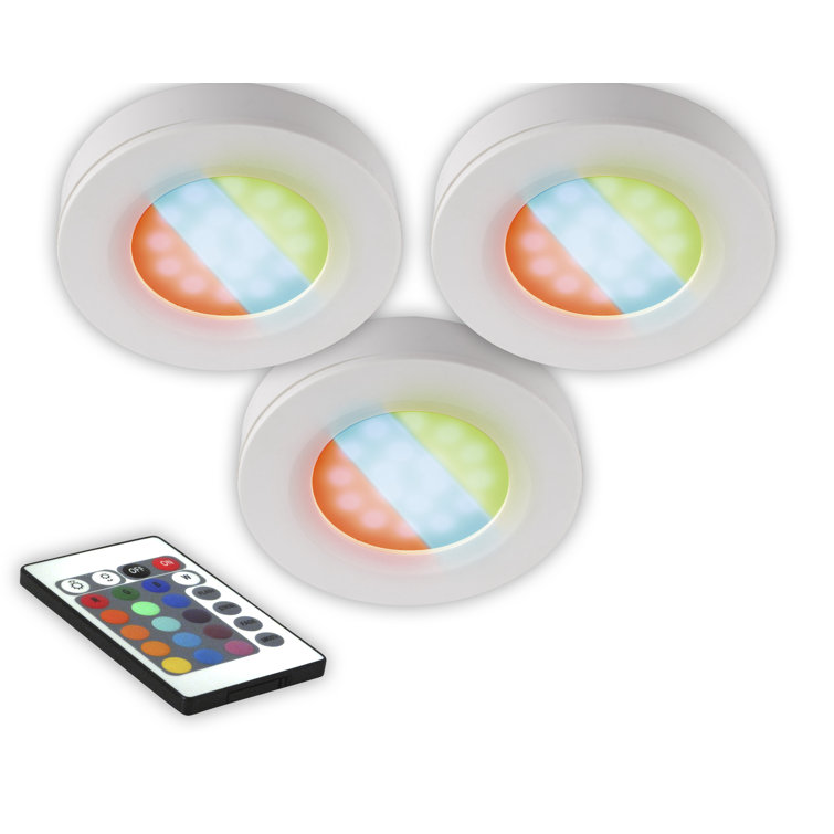 Adjustable RGB LED Under Cabinet Puck Lights with Remote