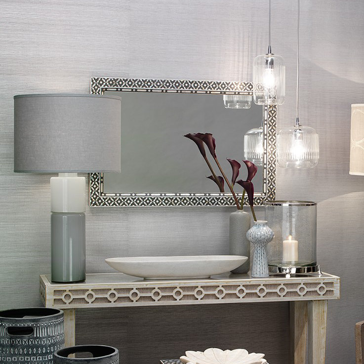 Bleached Mango Wood Floor Lamp with Linen Shade