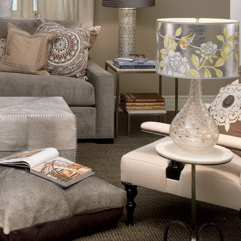 Round White Marble and Gunmetal Steel Accent Table
