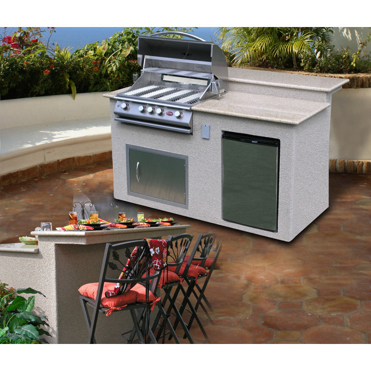 Stainless Steel 76'' Propane Grill Island with Side Burner