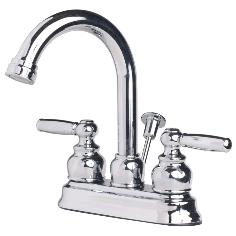 Chrome Finish Two Handle Centerset Lavatory Faucet with Pop-Up Drain