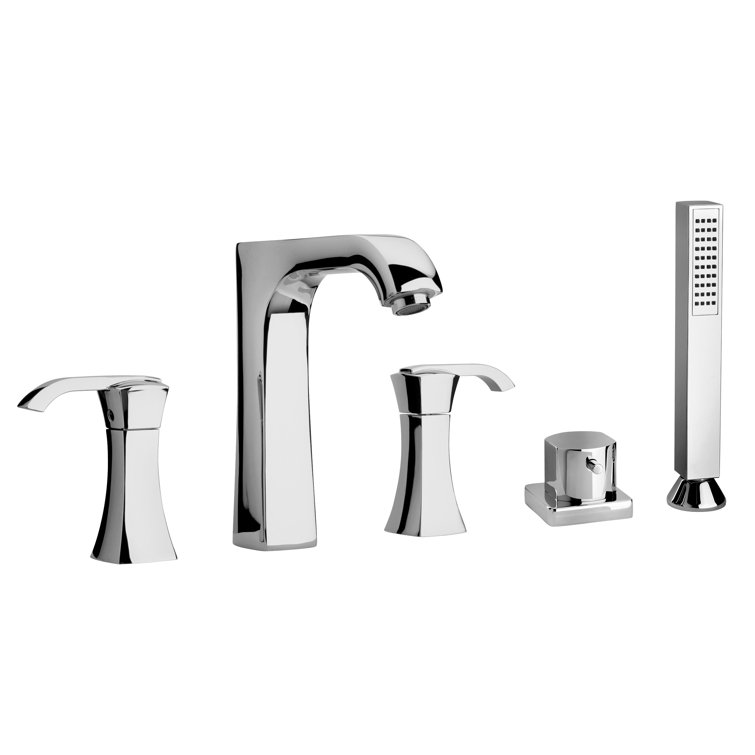 Modern Chrome Brass Deck Mounted Widespread Faucet Set