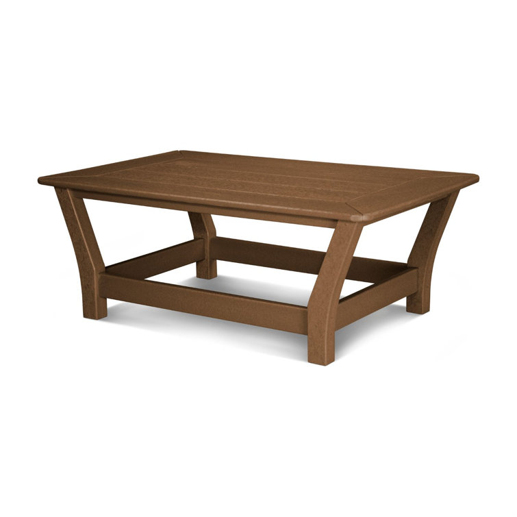 Teak Rectangular Plastic and Acrylic Outdoor Coffee Table
