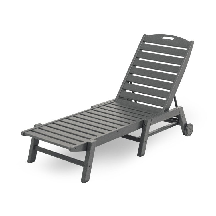 Nautical Slate Gray Armless Wheeled Beach Lounger