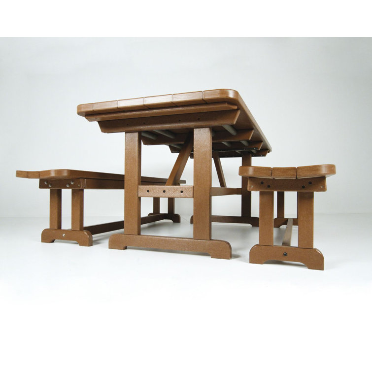 Teak 70" Recycled Plastic Backless Outdoor Bench