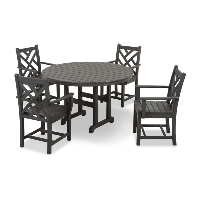 Slate Gray 4-Person Polywood Chippendale Dining Set