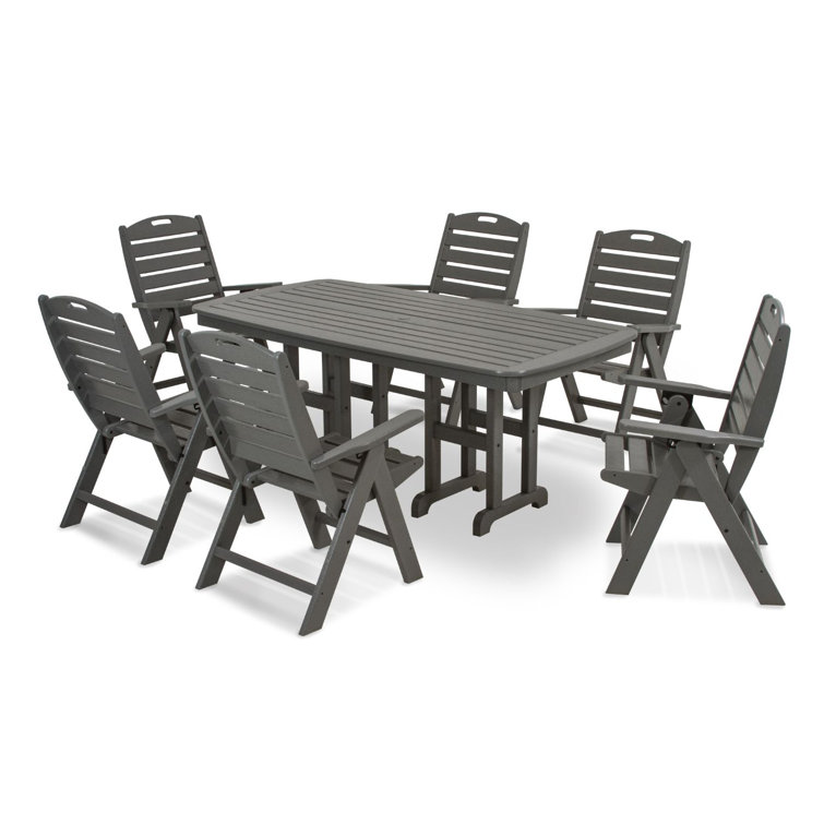 Slate Gray 6-Person Recycled Polywood Outdoor Dining Set