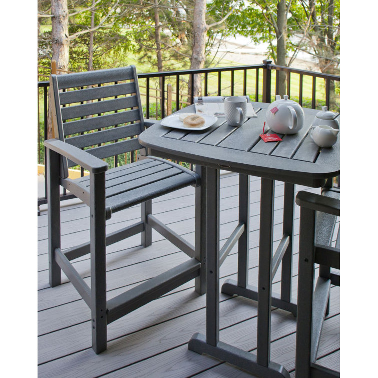 Slate Gray 3-Piece Outdoor Bar Set with Armchairs