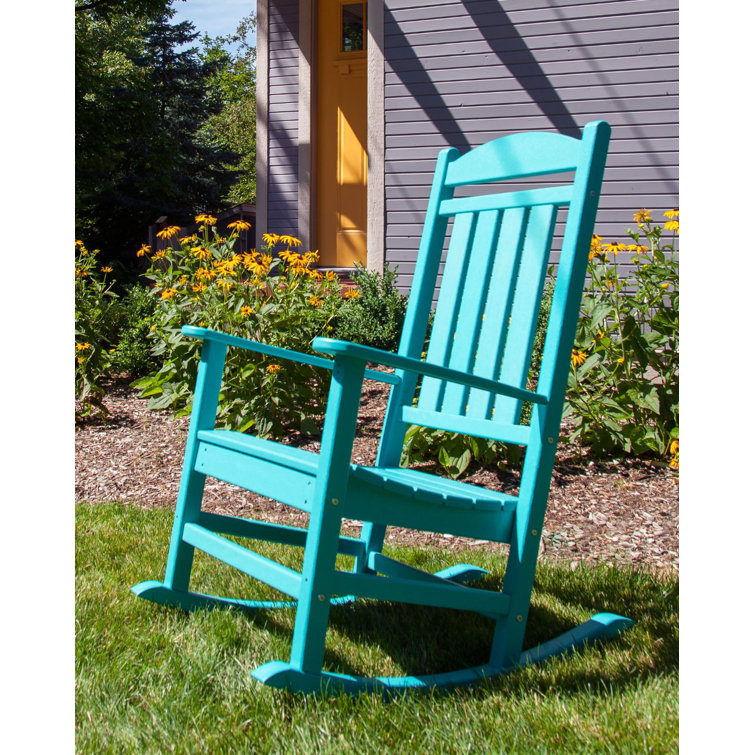 Aruba Blue HDPE Outdoor Rocking Chair with Arms