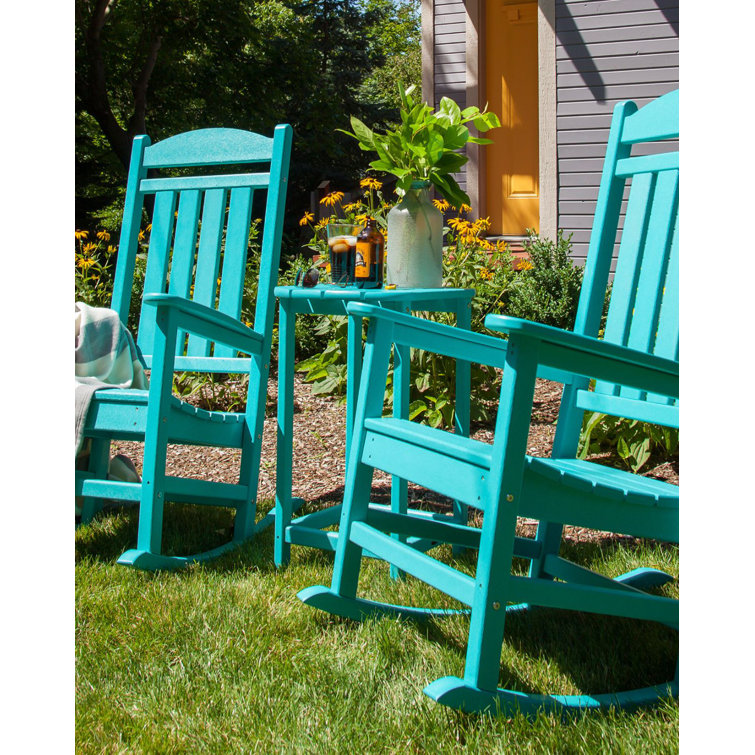 Aruba Blue HDPE Outdoor Rocking Chair with Arms