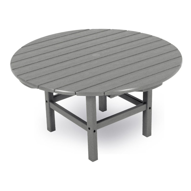 Slate Gray 38" Round Recycled Plastic Outdoor Conversation Table