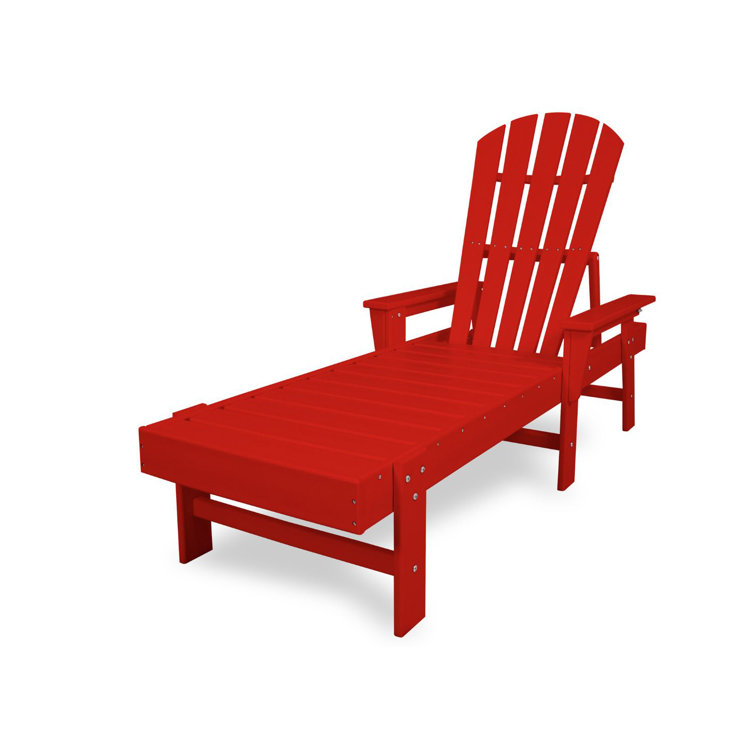 Sunset Red HDPE Beach Chaise Lounger with Arms